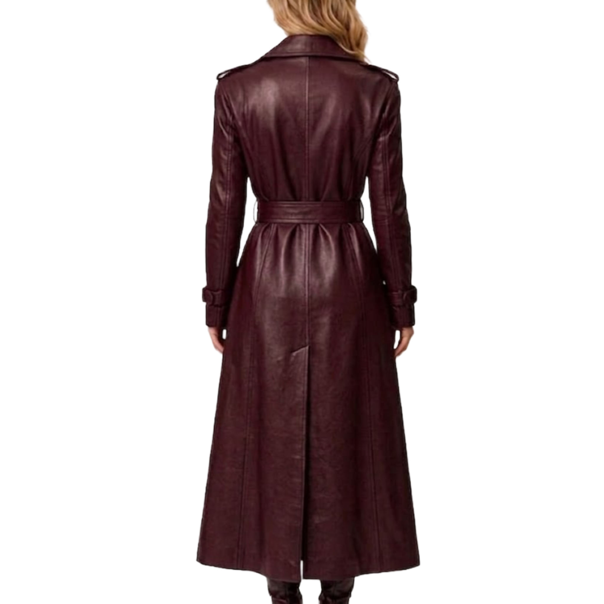 Women's Brown Sheepskin Leather Trench Coat - Double Breasted Long Women's Brown Sheepskin Leather Trench Coat - Double Breasted Long