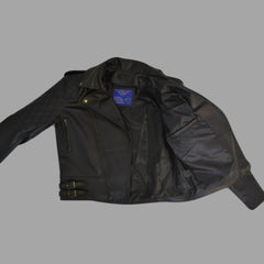 Mens Quilted Leather Motorcycle Biker Jacket