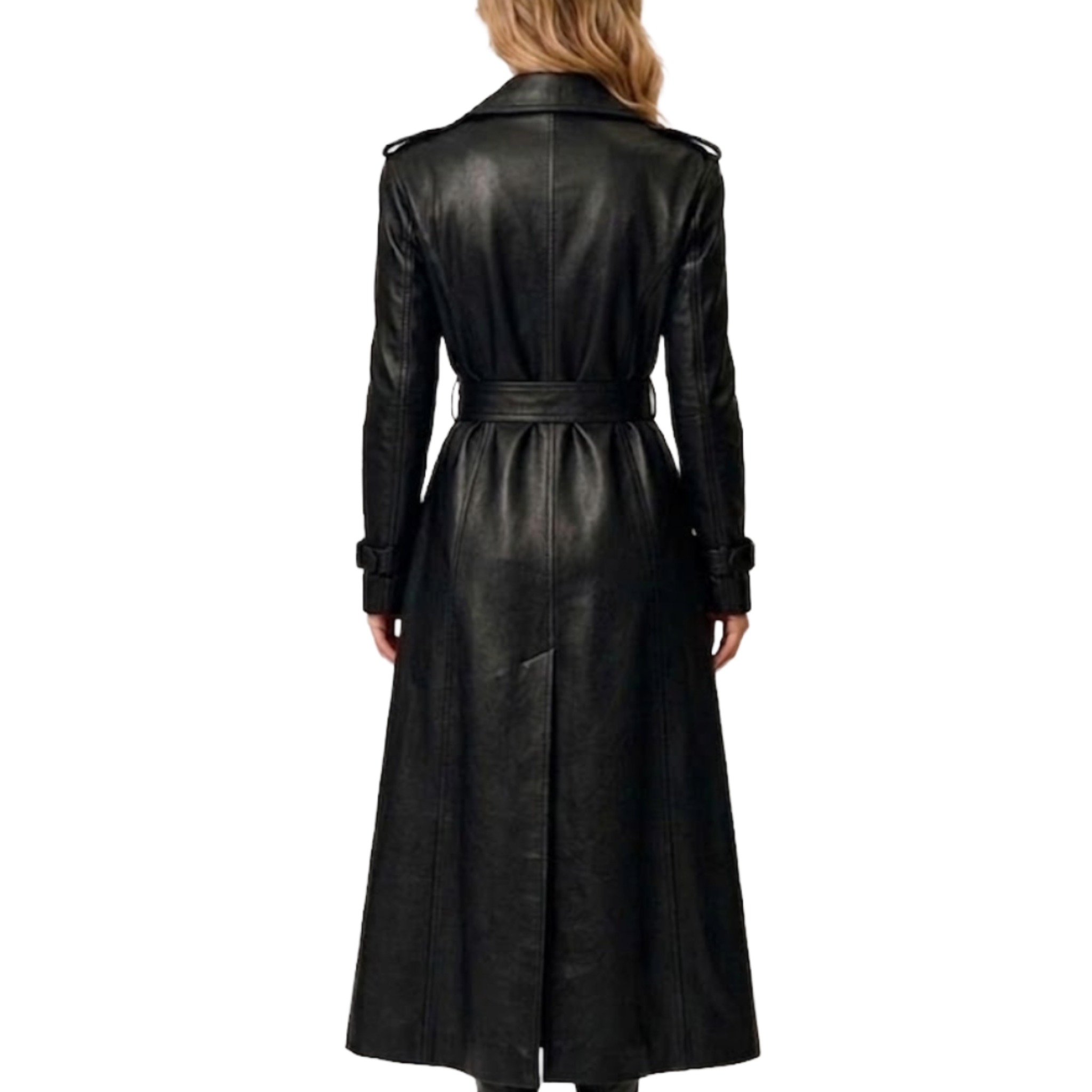 Women's Brown Sheepskin Leather Trench Coat - Double Breasted Long Women's Brown Sheepskin Leather Trench Coat - Double Breasted Long