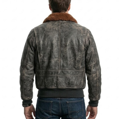 Mens Vintage Aviator Bomber Leather Jacket