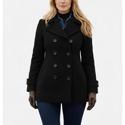 Women's Double Breasted Wool Lapel Style Peacoats