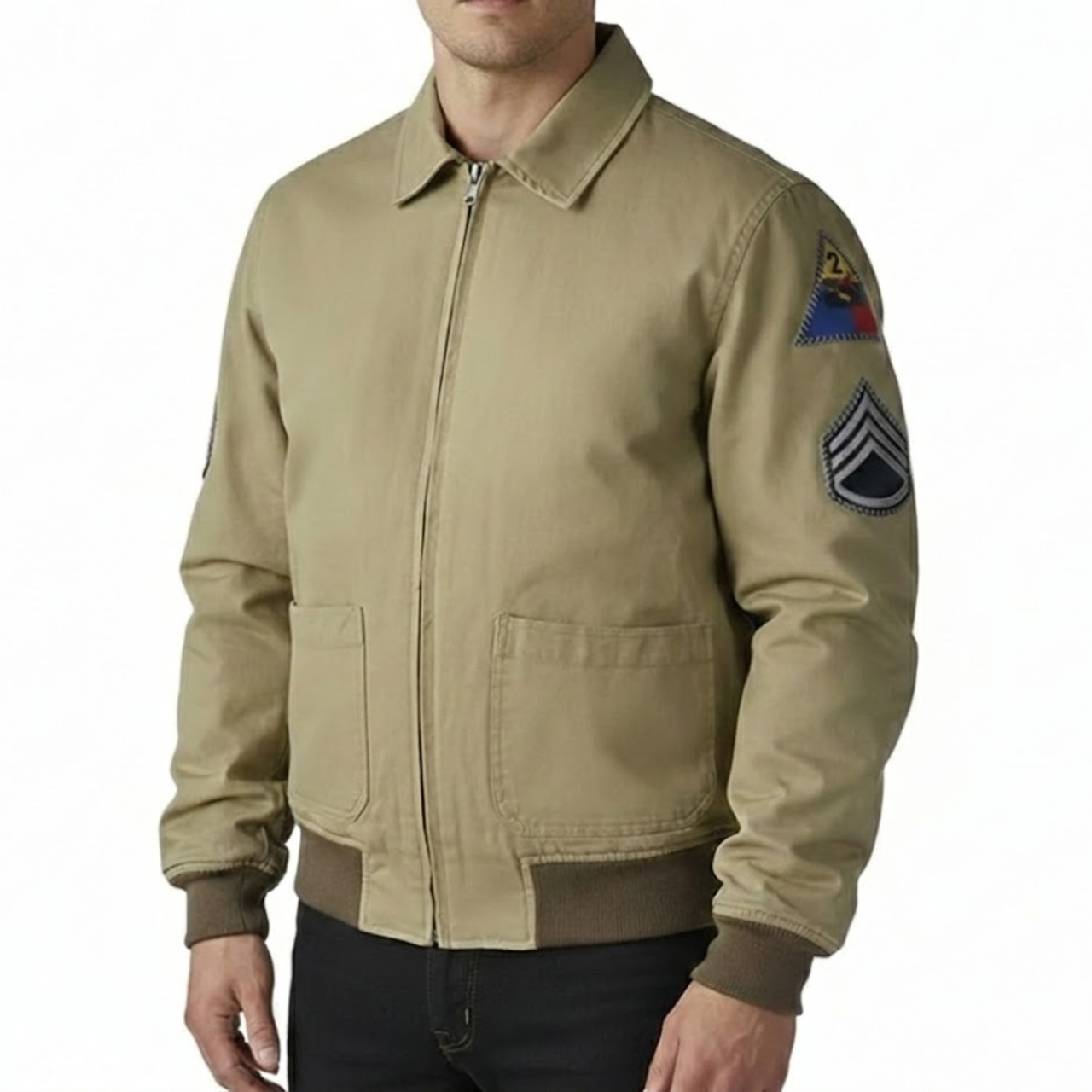 Men's WW2 Fury Tanker Jacket Vintage Military Patch Outwear