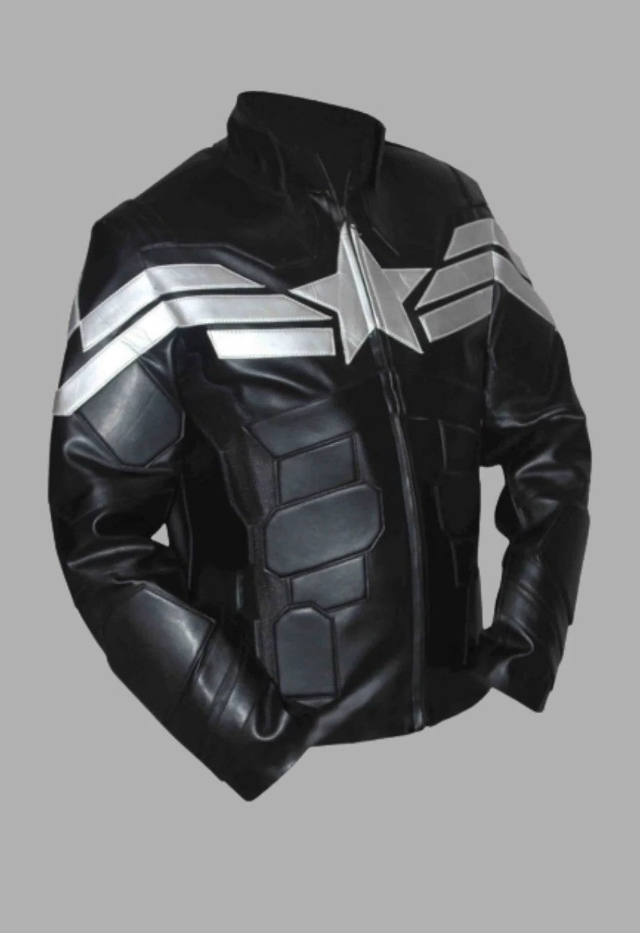 Mens Designer Winter Black Leather American Soldier Jacket