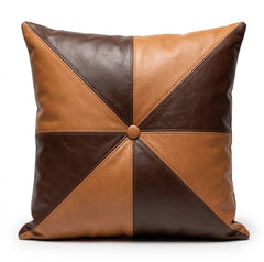 Designer Geometric & Textured Leather Throw Pillows Beige/Brown/Ostrich