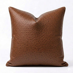 Designer Geometric & Textured Leather Throw Pillows Beige/Brown/Ostrich