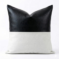 Modern Geometric Black & White Yin Yang Leather Throw Pillow Cushion covers
