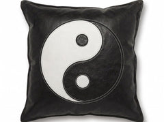Modern Geometric Black & White Yin Yang Leather Throw Pillow Cushion covers