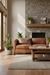 Brown Distressed Genuine Leather Lumbar Pillow Cover – Rustic Cushion