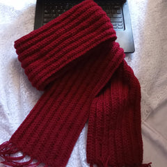 Red Anime-Inspired Crochet Scarf – Handmade Cotton Yarn Cosplay Accessory