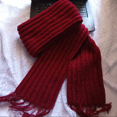 Red Anime-Inspired Crochet Scarf – Handmade Cotton Yarn Cosplay Accessory