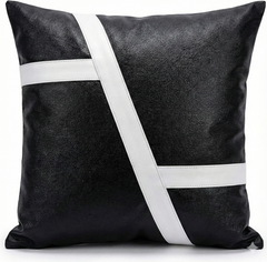 Modern Geometric Black & White Yin Yang Leather Throw Pillow Cushion covers