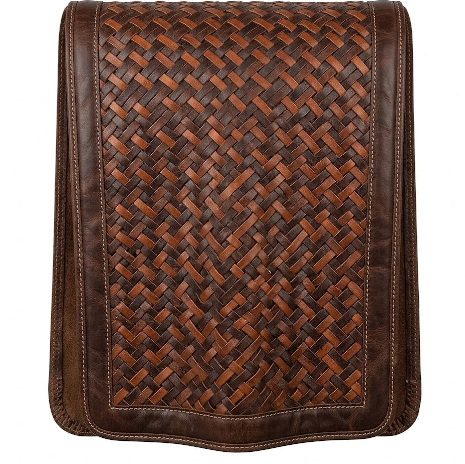 Genuine Leather Basketweave Recliner Headrest Cover – Handcrafted Luxury Chair Protector