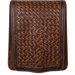 Genuine Leather Basketweave Recliner Headrest Cover – Handcrafted Luxury Chair Protector