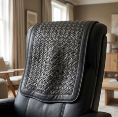 Genuine Leather Basketweave Recliner Headrest Cover – Handcrafted Luxury Chair Protector