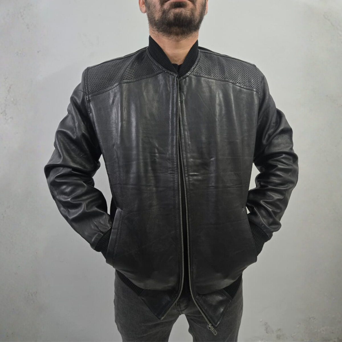 Men's Baseball Letterman Varsity Genuine Leather Bomber Jacket