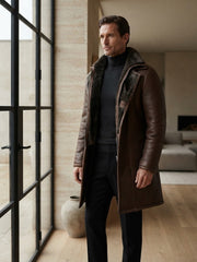 Men's Genuine Sheepskin Leather Shearling Winter Coat
