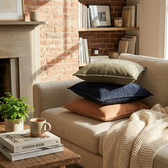 Genuine Suede Leather Square Pillow Cover - Luxury Boho Farmhouse Cushion Case