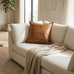 Genuine Lambskin Leather Pillow Cover – Soft Luxury Cushion Case