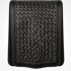 Genuine Leather Basketweave Recliner Headrest Cover – Handcrafted Luxury Chair Protector