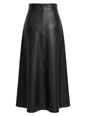 Women’s Black Leather Wrap Skirt – Asymmetric Midi Style