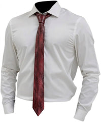 Maroon Distressed Genuine Leather Tie – Vintage Slim Necktie Unisex