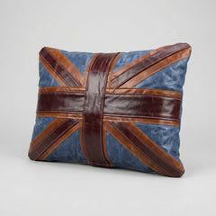 Cracked Leather Union Jack Pillow Cover – British Flag Design