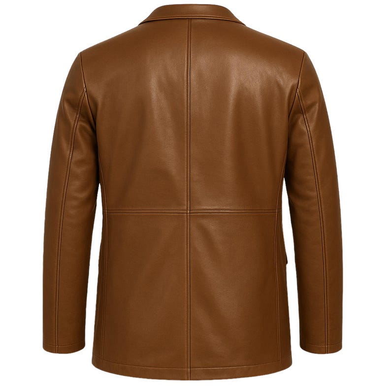 Men's Brwon Leather Blazer Jacket