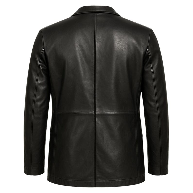 Men's Black Leather Blazer Jacket