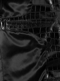 Men's Crocodile Embossed Designer Black Leather Blazer Coat | Slim Fit Casual & Formal Outerwear