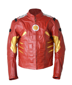 Mens Designer Red Heroes Iron Armour Leather Jacket