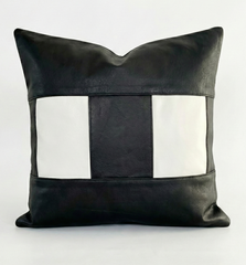 Modern Geometric Black & White Yin Yang Leather Throw Pillow Cushion covers