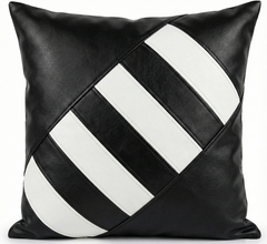 Modern Geometric Black & White Yin Yang Leather Throw Pillow Cushion covers