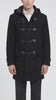 Men’s Black Duffle Coat with Hood - Winter Wool Blend Long Car Coat - Toggle Button Closure