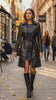 Women’s Black Leather Trench Coat | Slim Fit Double-Breasted Long Coat