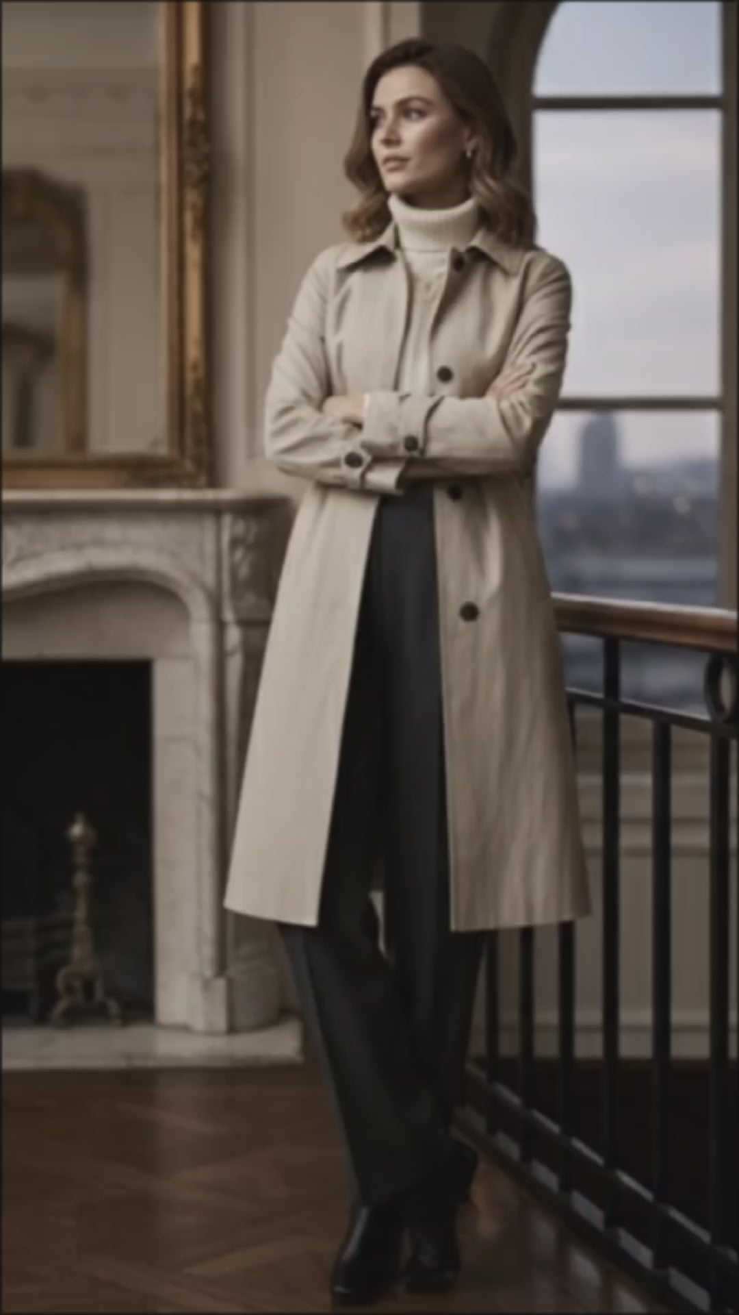 Women's Classic Beige Trench Coat - Elegant Long Overcoat | Timeless Chic Fall & Winter Outerwear