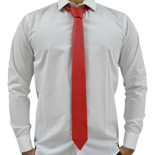 Red Genuine Leather Necktie Tie