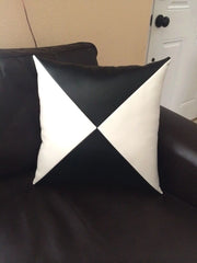 Modern Geometric Black & White Yin Yang Leather Throw Pillow Cushion covers