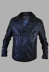 Mens Black Padded Biker Designer Leather Jacket