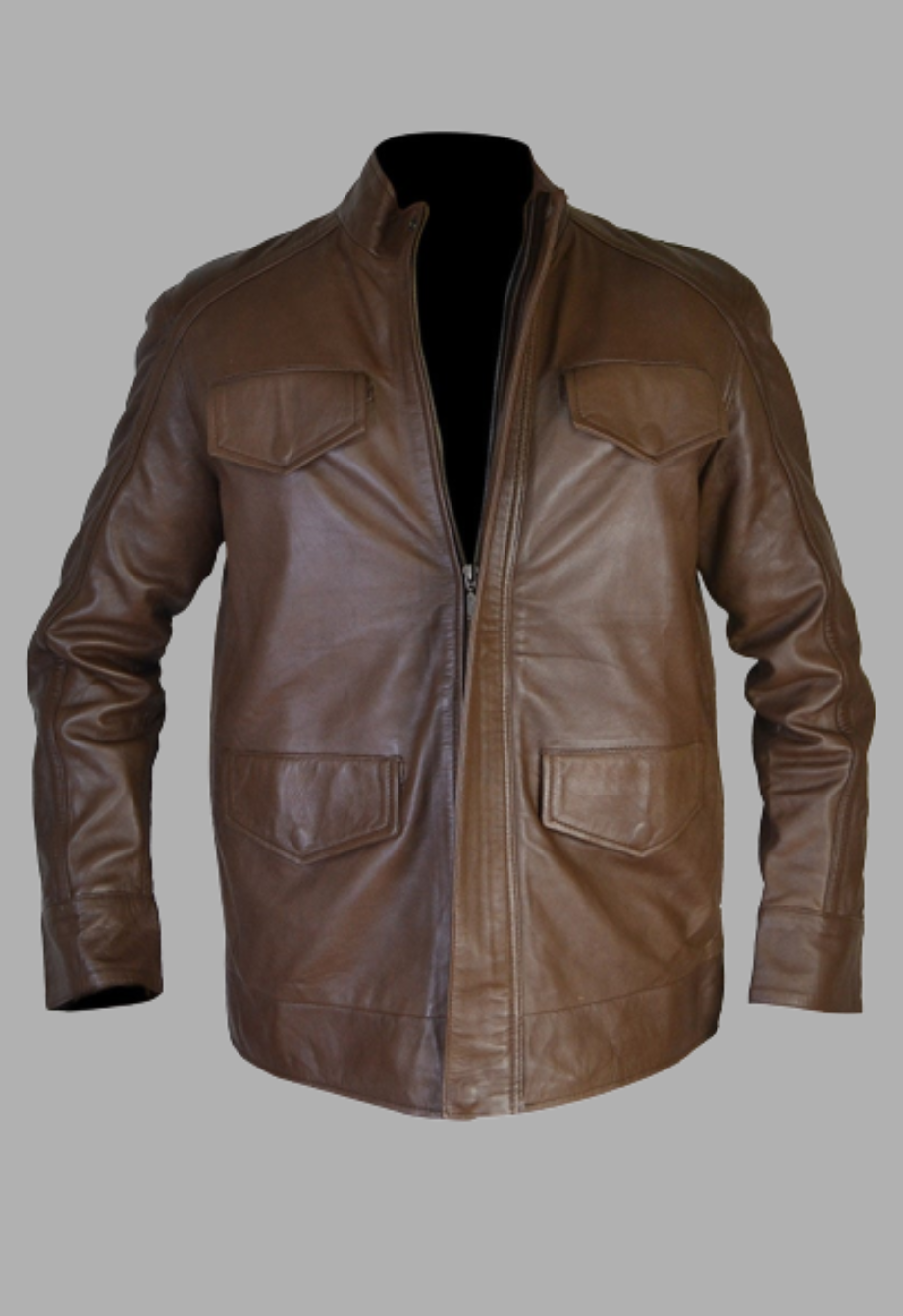 Mens Designer Detective Brown Leather Jacket