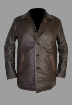 Supernatural Dean Winchester Jensen Ackles Antique Brown Leather Car Coat Jacket