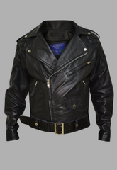 Mens Quilted Side Lace-Up Designers Biker Leather Jacket