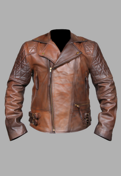 Women's Vintage Brown Genuine Leather Biker Jacket – Distressed Motorcycle Style