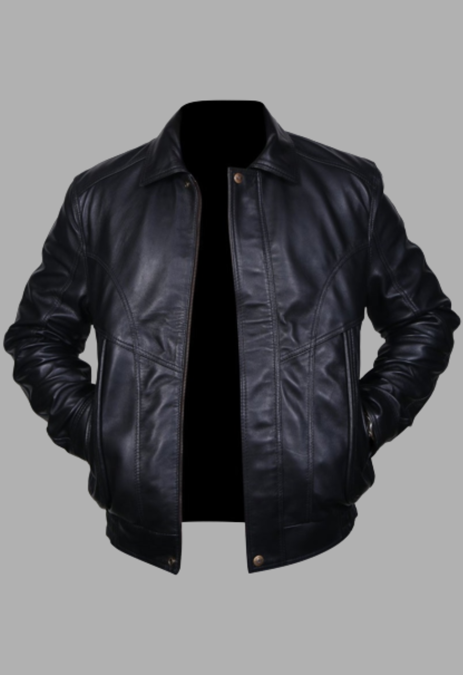 Flight Bomber Safari Leather Jacket