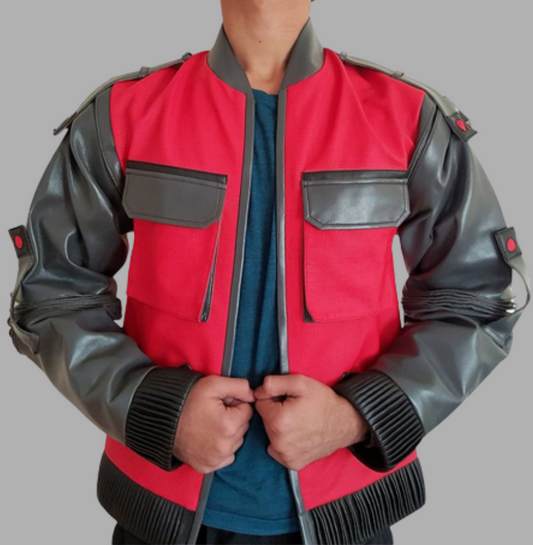 Mens Red & Black Future Designer Trendy Leather Jacket