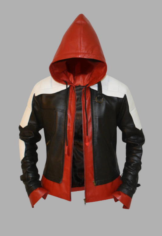 Batman Arkham Knight Jason Todd Red Hood White And Black Faux Leather Jacket