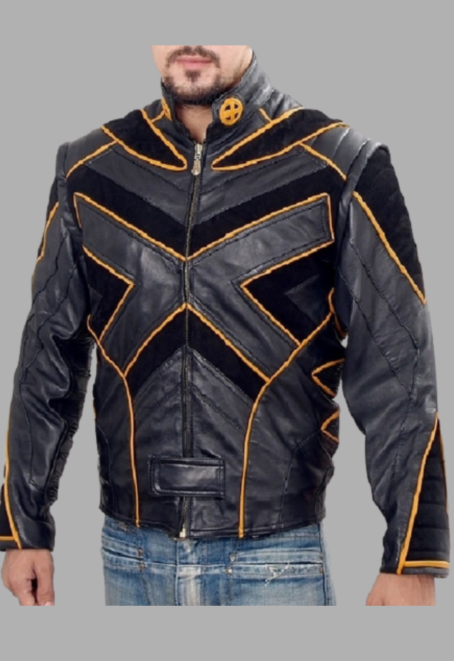 Men's Black X-Men:The Last Stand Moto Biker Leather Motorcycle Jacket