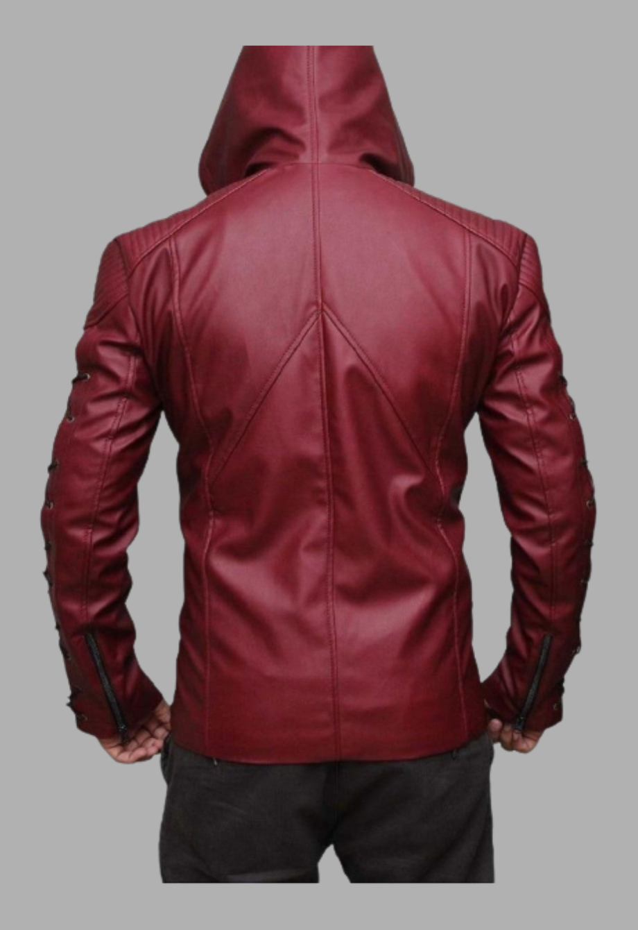 Maroon Hooded Fashion Real Leather Jacket