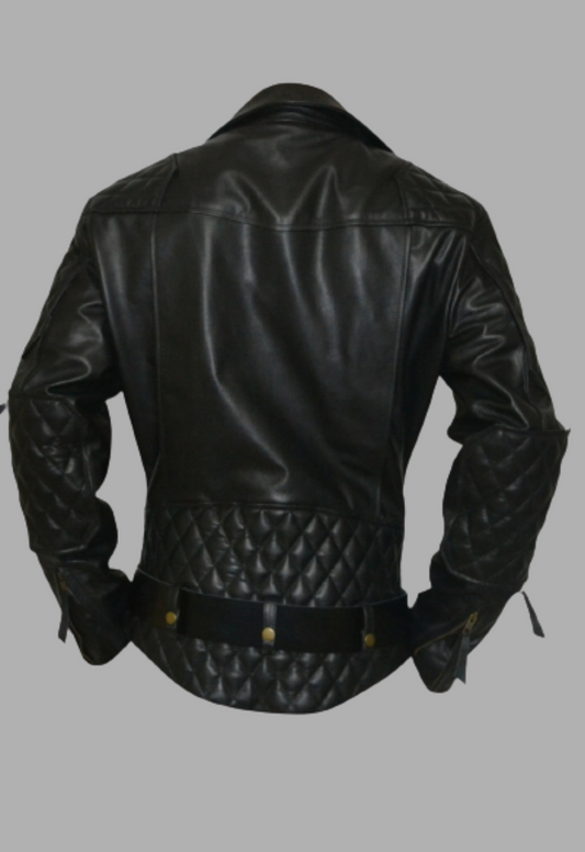 Columbia Motorbike Quilted Biker Leather Jacket Men's