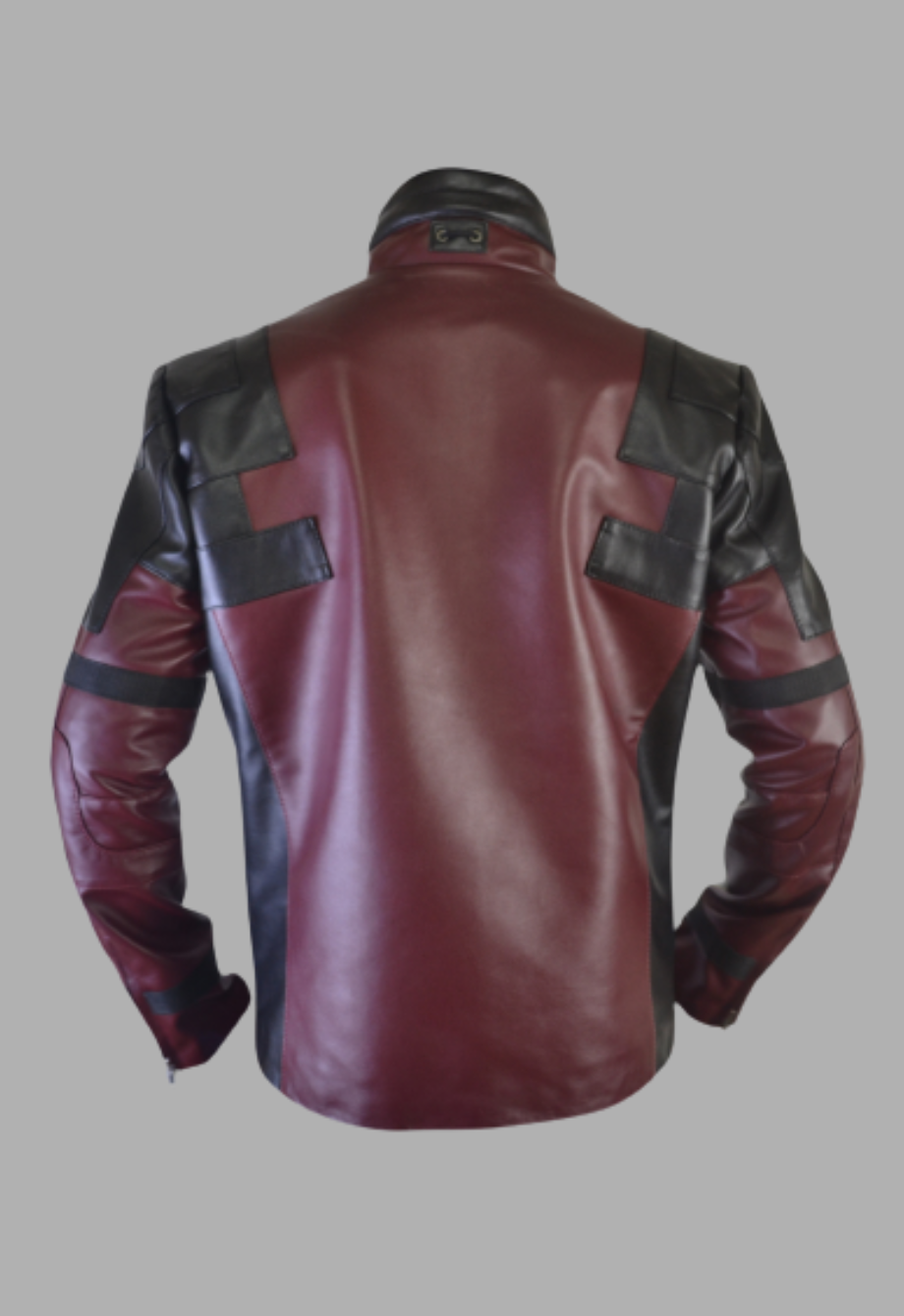 Mens Designer Blend of Red & Black Leather Jacket