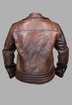 Men’s Classic Diamond Motorcycle Biker Brown Distressed Vintage Leather Jacket